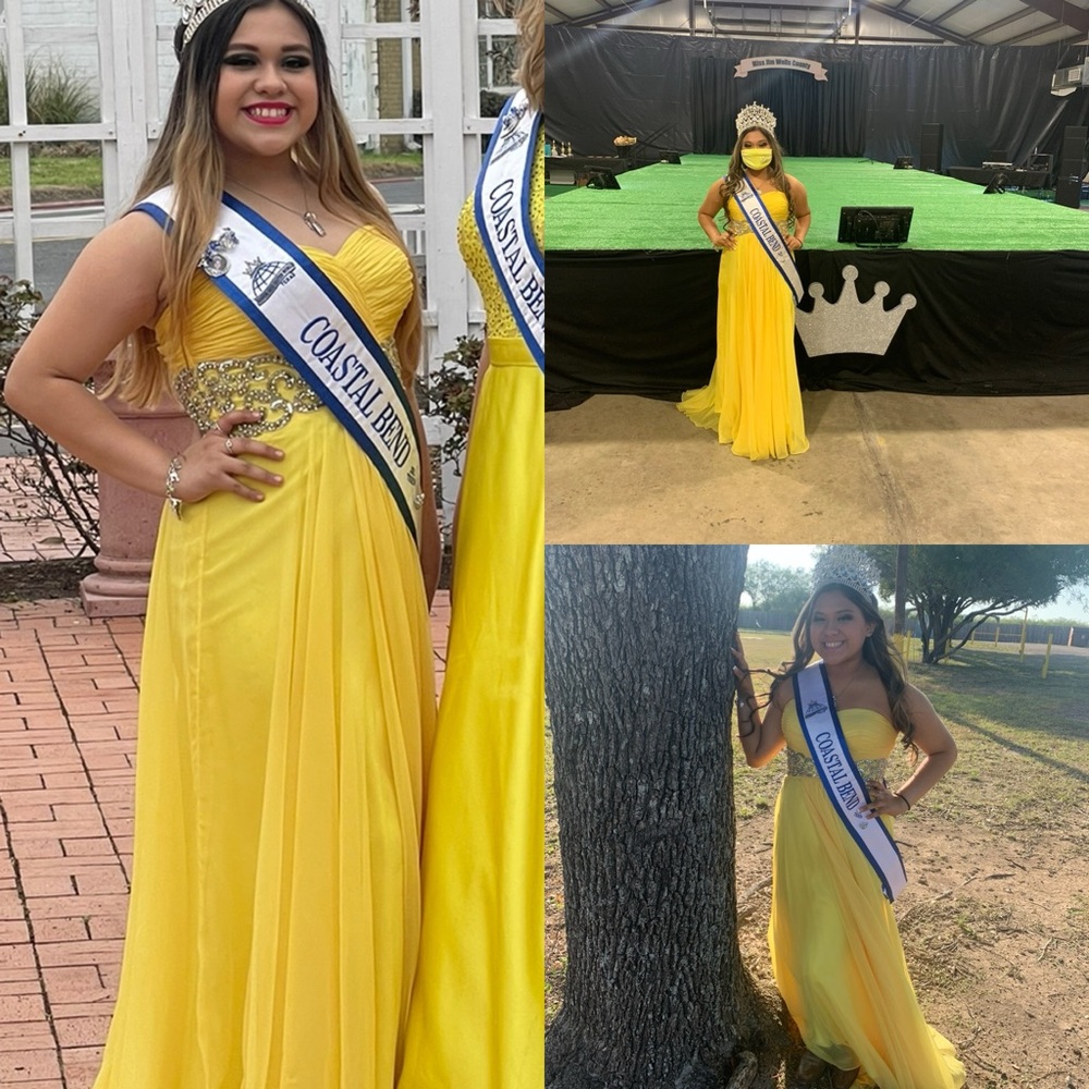 Yellow Gown with Embellished Waist